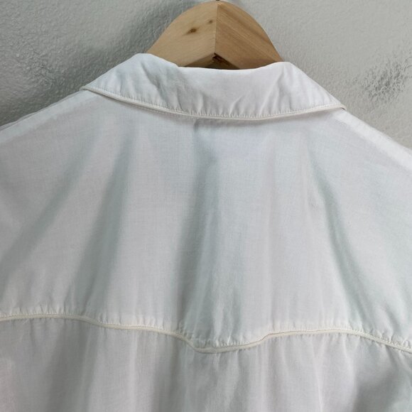 James Perse Womens Small White Pearl Snap Shirt Long Sleeve Blouse Western Top - Picture 10 of 11
